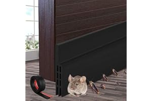 GUKOY Door Draft Stopper Under Door Draft Blocker Insulator Door Sweep Weather Stripping Noise Stopper Strong Adhesive 2" Width x 39" Length (Black)