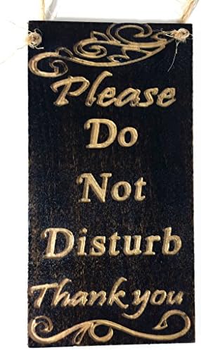Sign Do Not Disturb Door Hanger Knob wooden Warning Room Session Please Progress No Soliciting dark wood