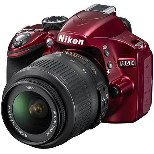 Nikon D3200 24.2 MP CMOS Digital SLR with 18-55mm f/3.5-5.6 AF-S DX VR NIKKOR Zoom Lens (Red)