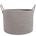 OrganiHaus Woven Laundry Basket, Large Cotton Rope Blanket Holder with Handles, Soft & Sturdy Nursery Hamper, Decorative Toy Bin for Living Room Organization 20x13 inches - Gray
