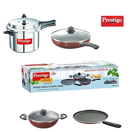 Prestige Popular 5L Pressure Cooker + Prestige Build Your Kitchen Set of 3 P Non-Stick Cookware Combo Offer