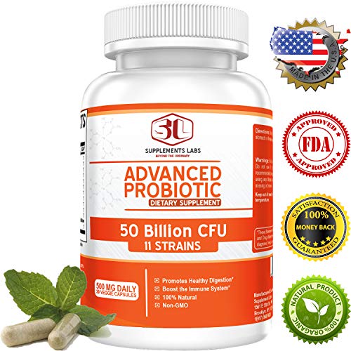 Advanced Probiotic 50 Billion CFU & 11 Strains Organisms Per Serving, Stomach Acid Resistant, Non-GMO, Gluten Free, Veggie, Patented Prebiotic Supplement for Men & Women, No Refrigeration Required Advanced Probiotic 50 Billion CFU & 11 Strains Organisms Per Serving, Stomach Acid Resistant, Non-GMO, Gluten Free, Veggie, Patented Prebiotic Supplement for Men & Women, No Refrigeration Required