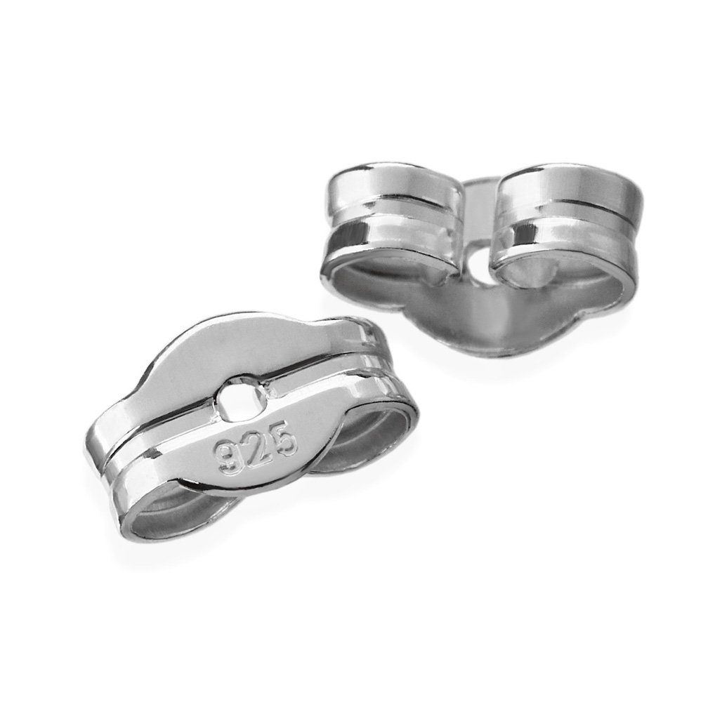 NKlaus 1 Pair of 925 Sterling Silver 5,5mm Studs for Silver Stud Earrings Ear stoppers pousettes Ear nut Butterfly Clasp Hole: 0,75mm 1998