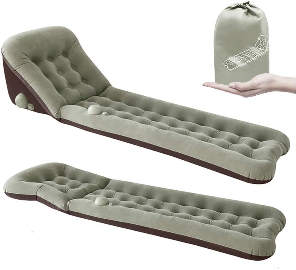 camping mattress,Camp Sleeping Pad/Mat with Hand Press Inflatable, Adjustable Backrest Design Camping Air Mattress, Beach Inflatable Lounger Air Sofa Portable Chair Bed Lightweight with Carry Bag
