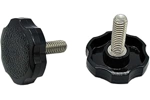 LOCEZY 1/4"-20 x 1" Thumb Screw Stainless Steel Standard/Coarse Threads Clamping Rosette Knobs Black - Made in The USA (10)