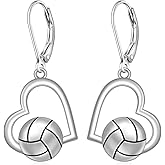 Talonior Football Earrings for Women Basketball Volleyball 925 Sterling Silver Rugby Ball Sport Earrings Dangle Drop Small Jewelry Gifts for Sport Lovers