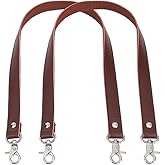PH PandaHall 2pcs Brown Leather Bag Handles, 22Inch/60cm Cowhide Purse Strap Sewing Canvas Replacement Handbag Shoulder Bag Strap Wide Bag Strap with Silver Buckles for Handbag Shoulder Bag
