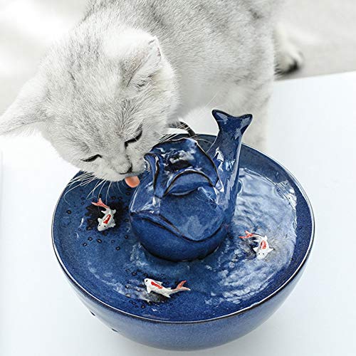 77A Smart Ceramic Cat Pet Drinking Fountain Automatic Ultra Quiet Fish Water Bowel 1.6L