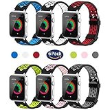 for Apple Watch Band 38mm 42mm,YiJYi Soft Silicone Sport Strap Replacement Wristband iWatch Bands for Apple Watch Series 3,Series 2,Series 1 (06 Pack, 42mm)