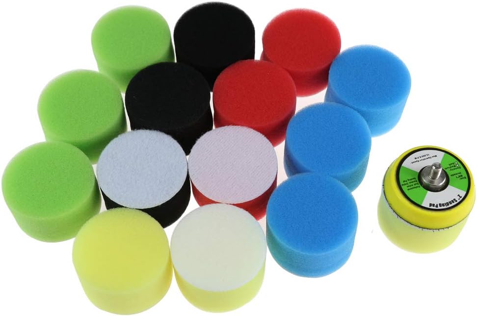 Flat Sponge 2 inch (50mm) Foam Buffing Polishing Pads Kit Set, 16pcs