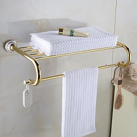 CZOOR lujo oro latón porcelana toallero accesorios baño estantes toalla