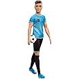Ken Soccer Player Doll with Soccer Ball Wearing Soccer Uniform Accessorized with Soccer Socks and Cleats, Gift for 3 to 7 Year Olds