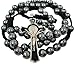 8mm Black Hematite Beads BLESSED CATHOLIC ROSARY Saint Benedict Crucifix Gift Pouch