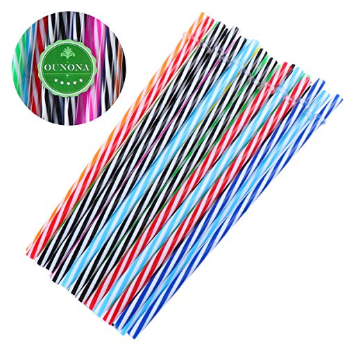 OUNONA Kunststoff Trinkhalme Bunte Wiederverwendbare Dicke Strohhalme mit Pinsel f¨¹r Party Glas 25 St¨¹cke (Mischfarben) – Bild 7
