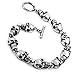 INBLUE Men's Stainless Steel Bracelet Link Wrist Silver Tone Black Skull