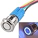 ESUPPORT 19mm 12V 5A Car Blue Light Angel Eye Metal Push Button Switch Socket