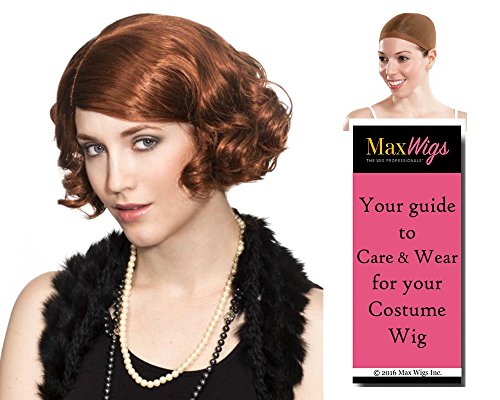 Skarlet Black Widow Avenger Color Auburn - Enigma Wigs Women's Scarlett Johansson Flapper Full Fluff 1930s Bundle with Wig Cap, MaxWigs Costume Wig Care Guide