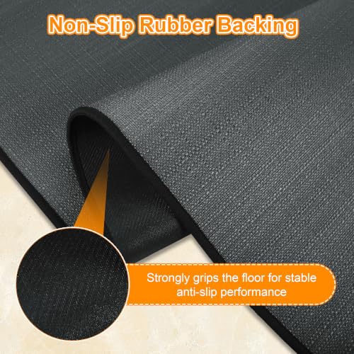 Zourglow Kitchen Rug Washable Non-Slip 44 x 180 cm | Absorbent Pad with Rubber Base, Stain Resistant for Sink, Hallway, Laundry Room, Indoor and Outdoor, Grey