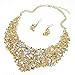 Yuhuan Women Alloy and Crystal Butterfly Necklace and Earring Set Color (Golden)