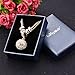 Necklace, Gold Silver Rose Gold Plated Long 3-Color Multi-Chain Necklace Full Rhinestone Crystal Disco Ball Pendant Necklace Fashion Jewelry Gift for Women Mother Wife at Mother’s Day,Birthday