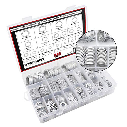 DYWISHKEY 540Pcs 18 Sizes Automotive Metric Oil Drain Plug Gasket