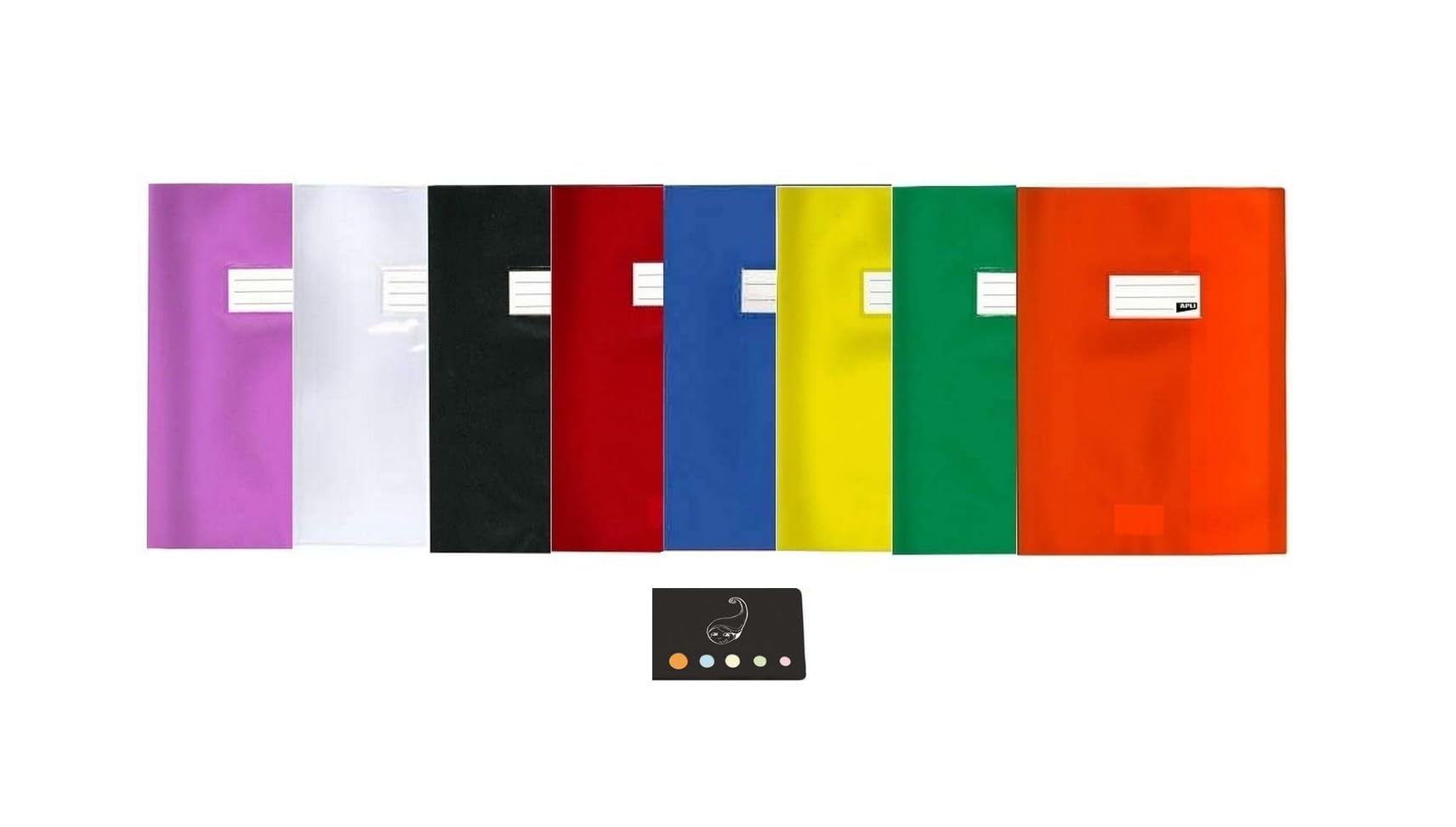 Pack of 8 A4 Notebook Protectors 24 x 32 cm Assorted Colours + 1 Ruler/Bookmark Blumie Wood