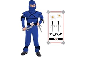 SATKULL Deluxe Ninja Costume Set for Kids Muscle Ninja Costume Halloween Ninja Costumes for Boys