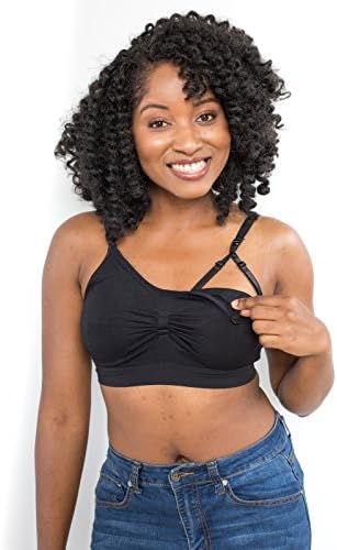 EverBeautyBra Hands Free Pumping and Nursing Bra Fits Medela Shields (Large) Black
