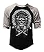 Native American Indian Chief Skull Men's Baseball T-Shirt Gray/Black S-3XL