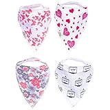 My Mini McGee Baby Bandana Bibs with Snaps, 4 Pack, Baby bibs for Girls, Infants and Toddlers, Lovebird Collection, Baby Gift