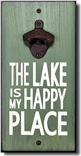 Lake is My Happy Place - Wooden Wall Mounted Bottle Opener by My Word!
