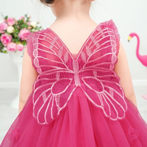 Miipat Dresses for Babies Girls Butterfly Tulle Sleeveless Little Girl Princess Dress Birthday Party Wedding Flowers Girl Dress