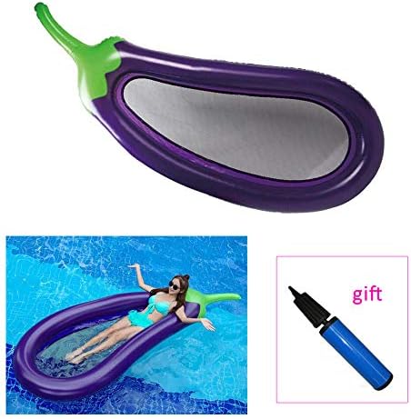 Maygone Inflatable Eggplant Shaped Swimming Floats Bed Lounger Swiming Pool Ring Circle Water Boat For Kids Adults Party Toy