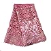 Aisunne African Lace Fabrics 5 Yards Nigerian French Lace Fabric with Fashion Embroidered Flower for Wedding Party Dresses (Pink)