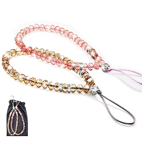 Cell Phone Lanyard Strap - JAZ 2 Pack Bling Crystal Beads Hand Wrist Lanyard Strap String for Cell Phone Camera Purse MP3 MP4 iPod PSP Keychain (Crystal Pink+Crystal Gold) - Thumbnail 7