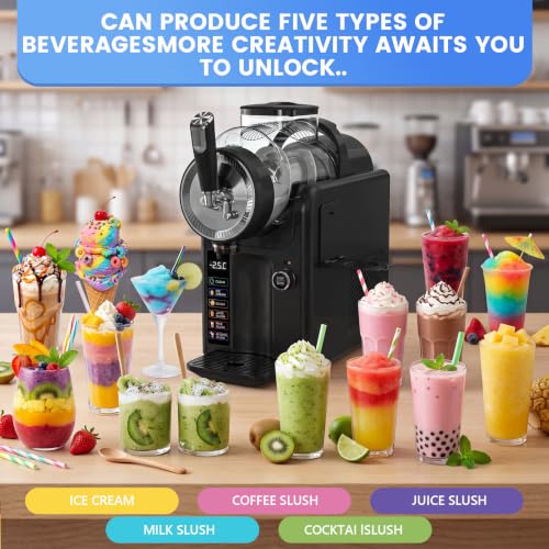 Slush Granita Machine, 2L Ice Slush Machine with LED Display, 6-in-1 Slush Machine for making ice cream, smoothies, milkshakes, cocktails and margaritas
