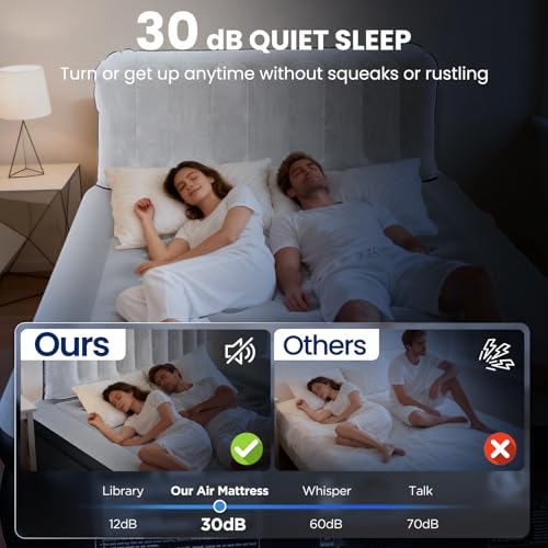 Queen Air Mattress with Headboard, Built-in Pump, 800 lbs Heavy-Duty Support, 19" Raised Upgraded Comfort, 48-Hour Leak-Tested, 3.5 Min Inflatable Portable Blow Up Mattress for Home, Guest & Camping