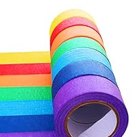 7 Pieces Colored Masking Tape Rainbow Masking Tape Labelling Tape Graphic Art Painters Tape Roll for Fun for Arts DIY, Home Decoration, Office Supplies