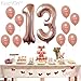 Rose Gold 13 Number Balloons, Large, Pack of 12 | 1 and 3 Foil Mylar Rose Gold Number Balloons | 13th Birthday Decoration Party Supplies Pack, 13 Year Old Anniversary, Wedding
