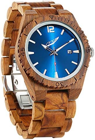 Wilds Wood Watches for Men - with Date Display - Minimalist Collection Analog Wooden Wrist Watch with Premium Japanese Quartz Movement - Lightweight, Stylish, Durable - Men Gift Ideas …