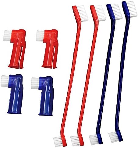 RoundPaw Dog Toothbrush (8-Pack) - Includes 4 Dual-Sided Pet Brushes and 4 Finger Brushes for Easy Dog Dental Care - Durable, Gentle and Safe for All Breeds