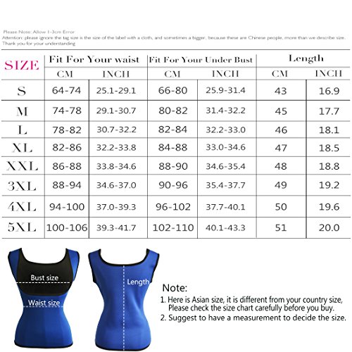 Women's Hot Sweat Slimming Neoprene Shirt Vest Body Shapers for Weight Loss Fat Burner Tank Top (Large, Blue) - Thumbnail 2