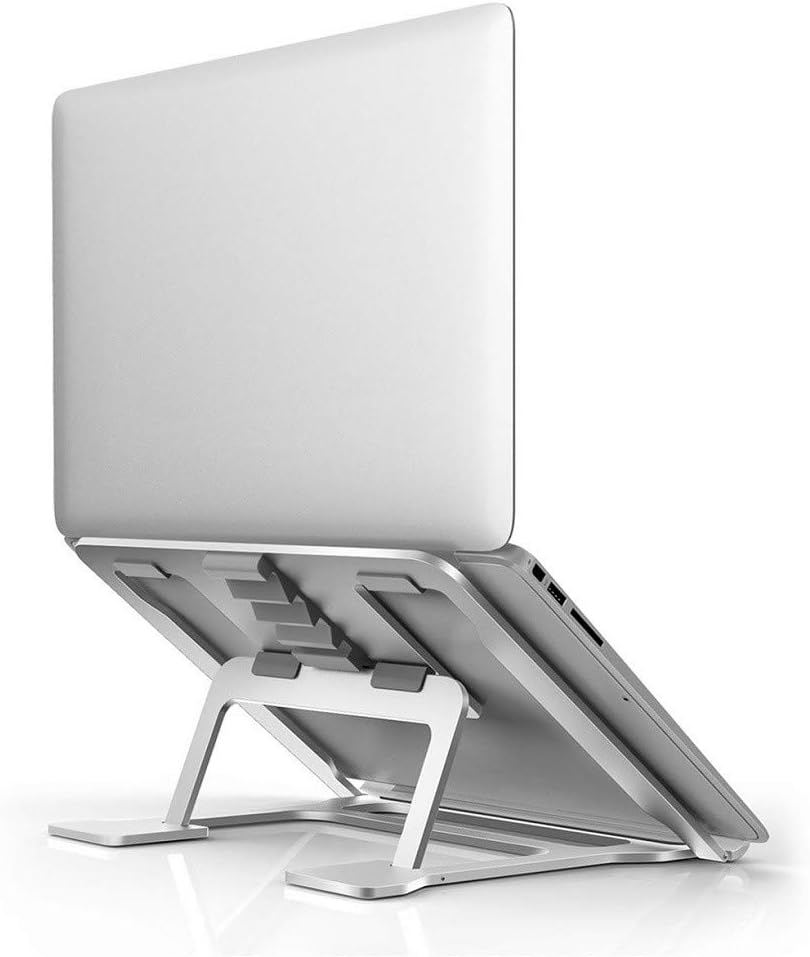 Adjustable Laptop Stand, Foldable Notebook Stand - Miracase Aluminum Ventilated Portable Laptop Riser Compatible MacBook Pro, iPad, Tablet, Kindle - Silver