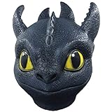 How to Train Your Dragon Toothless Night Fury Head Mask Dinosaur Costume Latex Mask Navy Blue