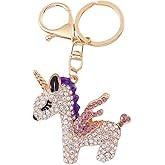 JTTBIGV Cute Animal BlingBling Crystals Keychain Animal Charm Keyring Car & Bag Accessory For Wallet Purse Handbags Cars Key Pendant Decor (Purple Unicorn)