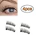 AWSTECH 4 PCS Full Eye Magnetic Eyelashes, Triple Magnetic False Eyelashes, 0.2mm Ultra Thin 3D Fiber Reusable Fake Lashes Extension, Long, Natural Look, No Glue