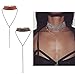 Everrich Gothic Long Black Velvet PU Leather Chain Necklace Stretch Tattoo Choker Elastic Tassel Necklaces