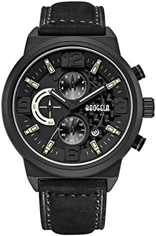 Mens Watch Classic Black Sport Quartz Calender Chronograph Waterproof Fashion Wirst Watches