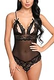 Avidlove Women Sexy Lingerie Scalloped Babydoll Mini Teddy Transparent Outfits