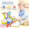 Kids Drum Set, Rabing Electric Musical Instruments Toys with 2 Drum Sticks, Beats Flash Light and Adjustable Microphone…